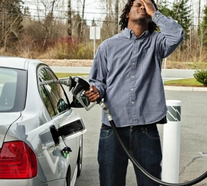 UK driver calling for help after misfuelling their car at a petrol station.