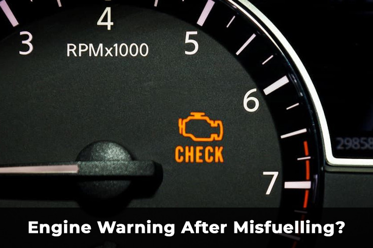 engine warning light after misfuelling showing wrong fuel problem in car UK