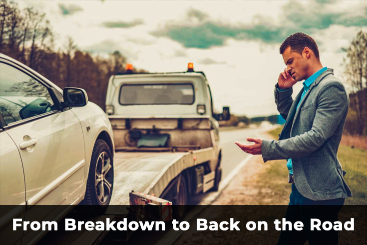 car breakdown on roadside with recovery truck after wrong fuel mistake UK