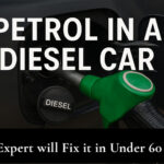 petrol in diesel car mistake with fuel nozzle showing wrong fuel being inserted in diesel vehicle