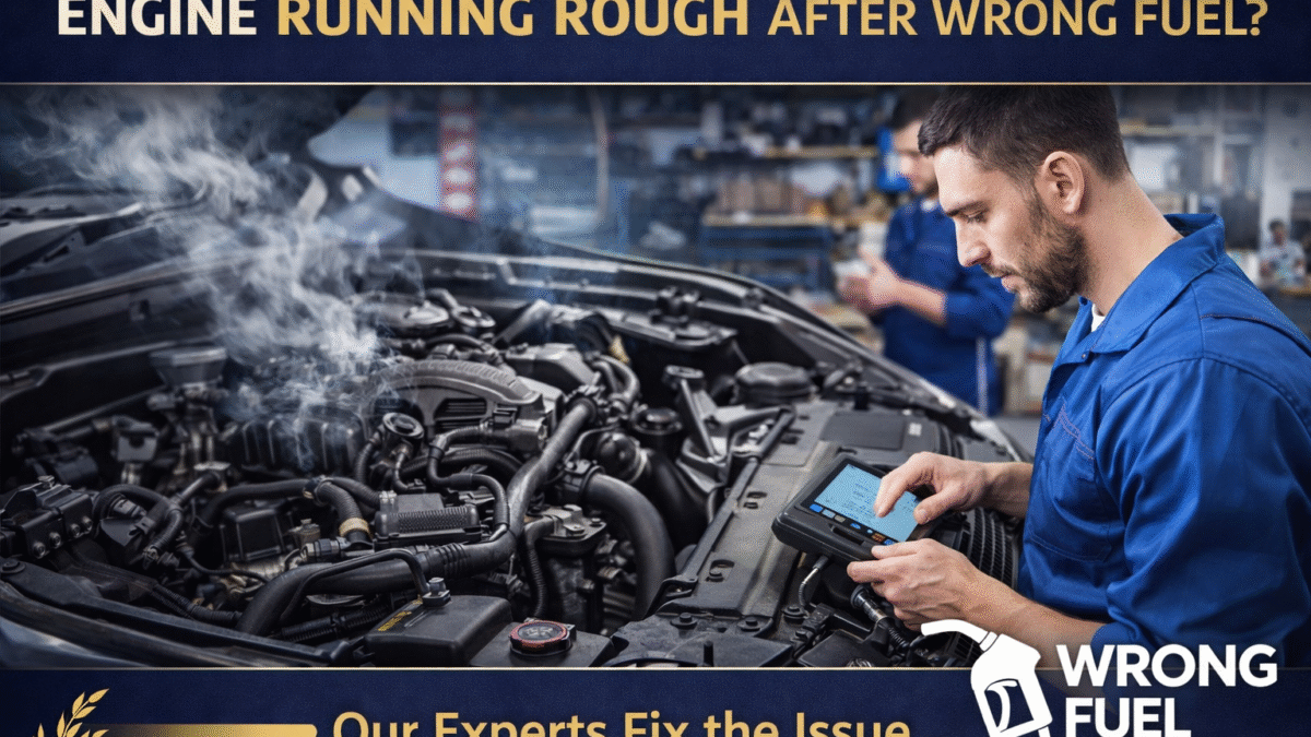 engine running rough after wrong fuel mechanic diagnosing car UK fuel drain service