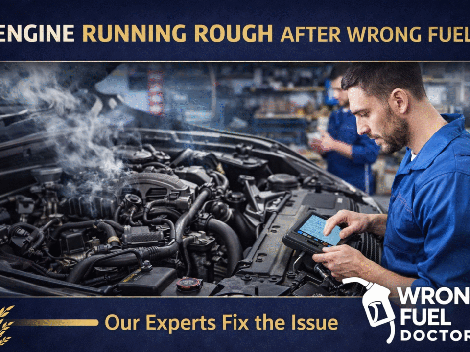 engine running rough after wrong fuel mechanic diagnosing car UK fuel drain service